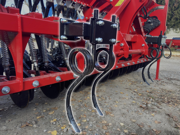 Tramline cultivators for mounted seed drills